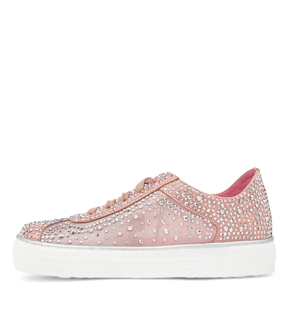 Flip Rose Gold Shimmer Leather Mesh Sneakers by Django & Juliette