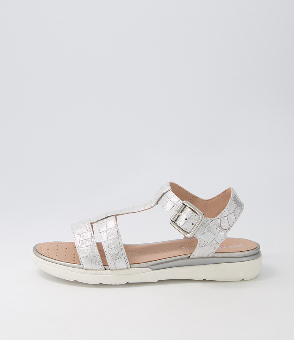 D S.hiver B Light Gold Croc Leather Sandals by Geox Shop Online at
