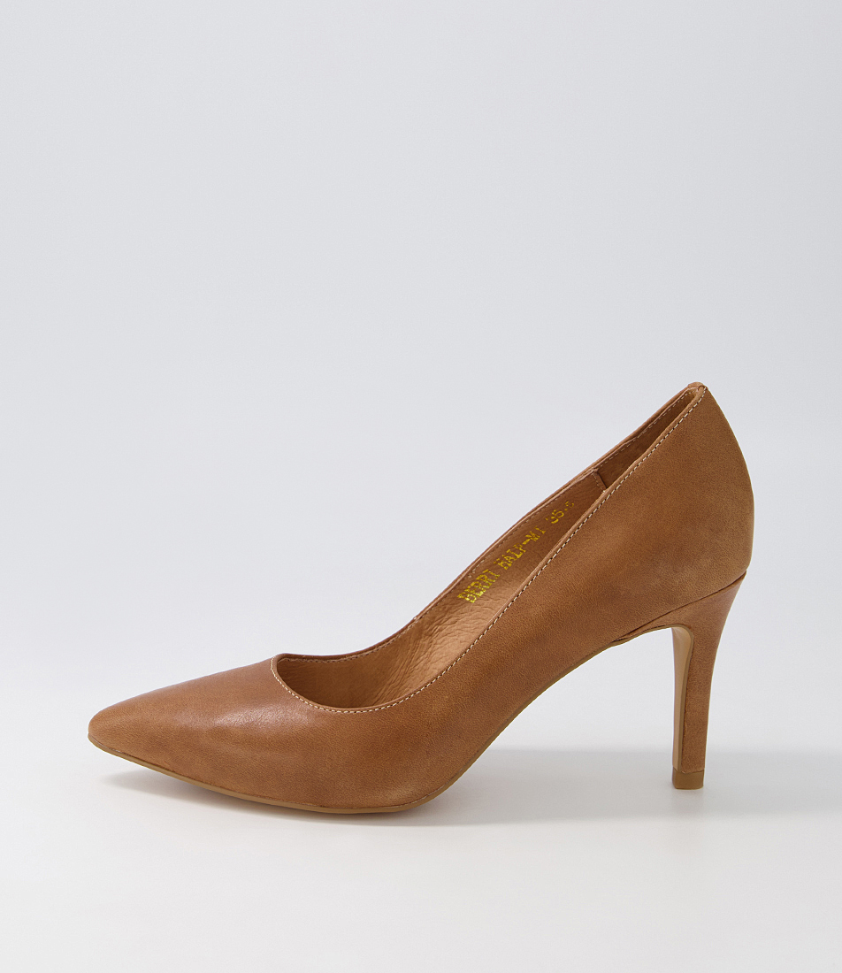 Berri Half Dark Nude Leather Pump Heels by Midas Shop Online at Midas