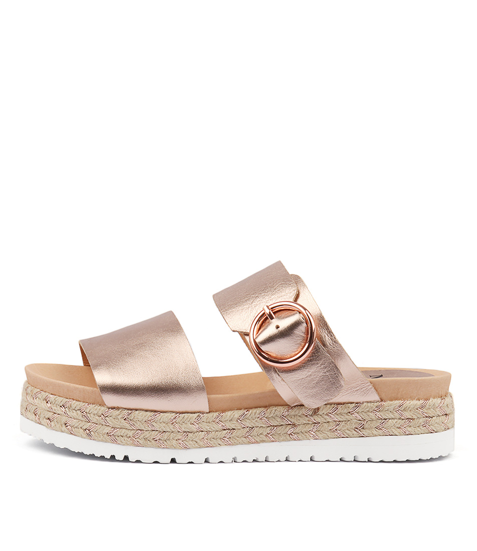 rose gold leather sandals