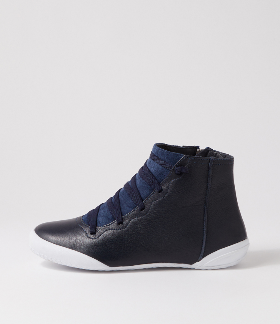 Ryliees Black Leather Elastic Lace Up Boots Ws by Supersoft Shop