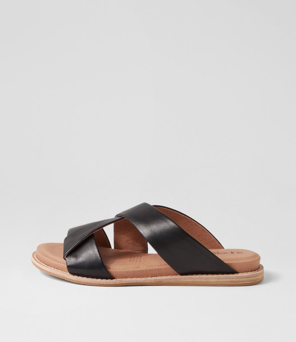 Quietly Dark Nude Leather Slides By Supersoft Shop Online At Diana