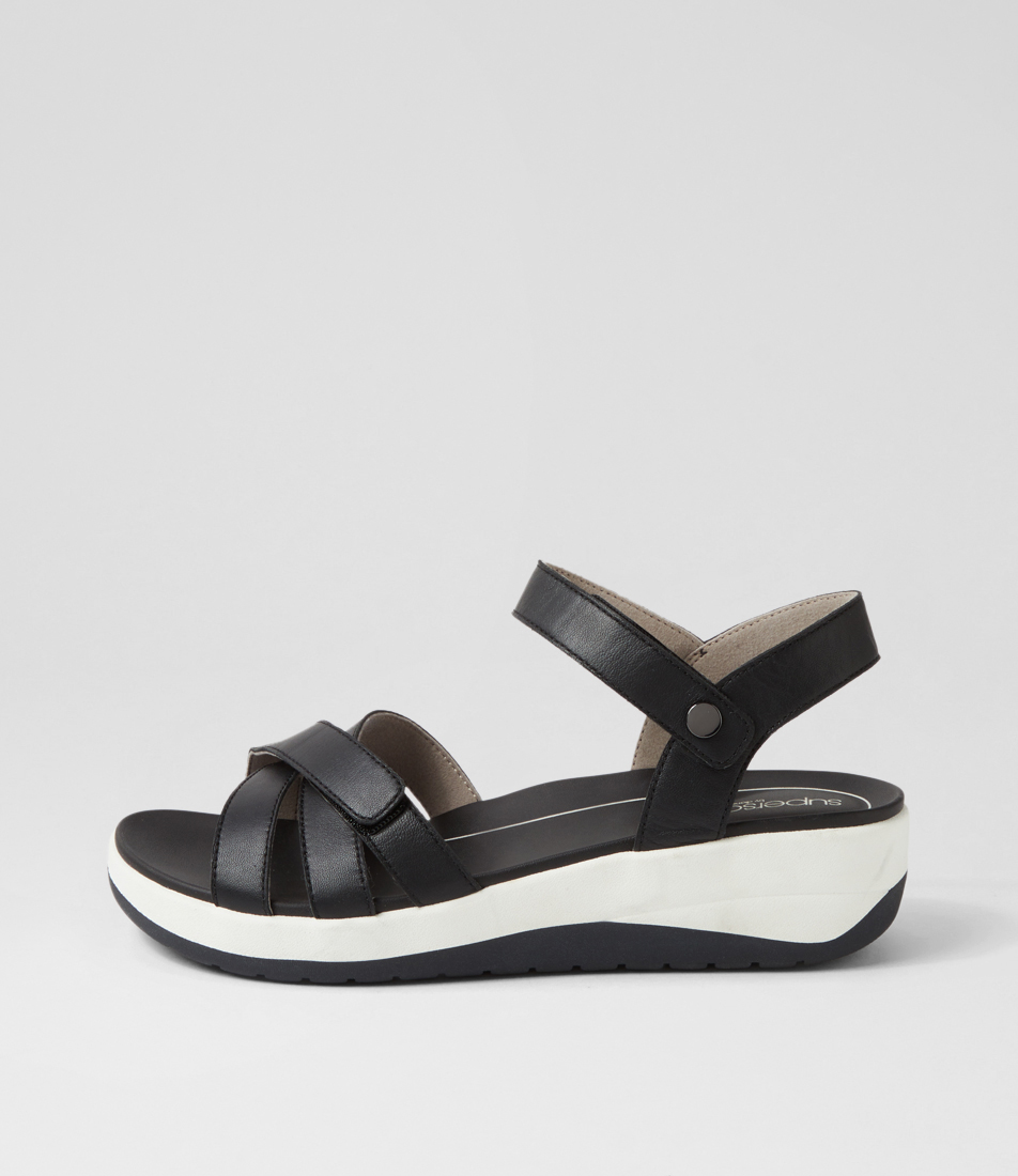 Meaning Black Leather Sandals by Supersoft | Shop Online at Mathers